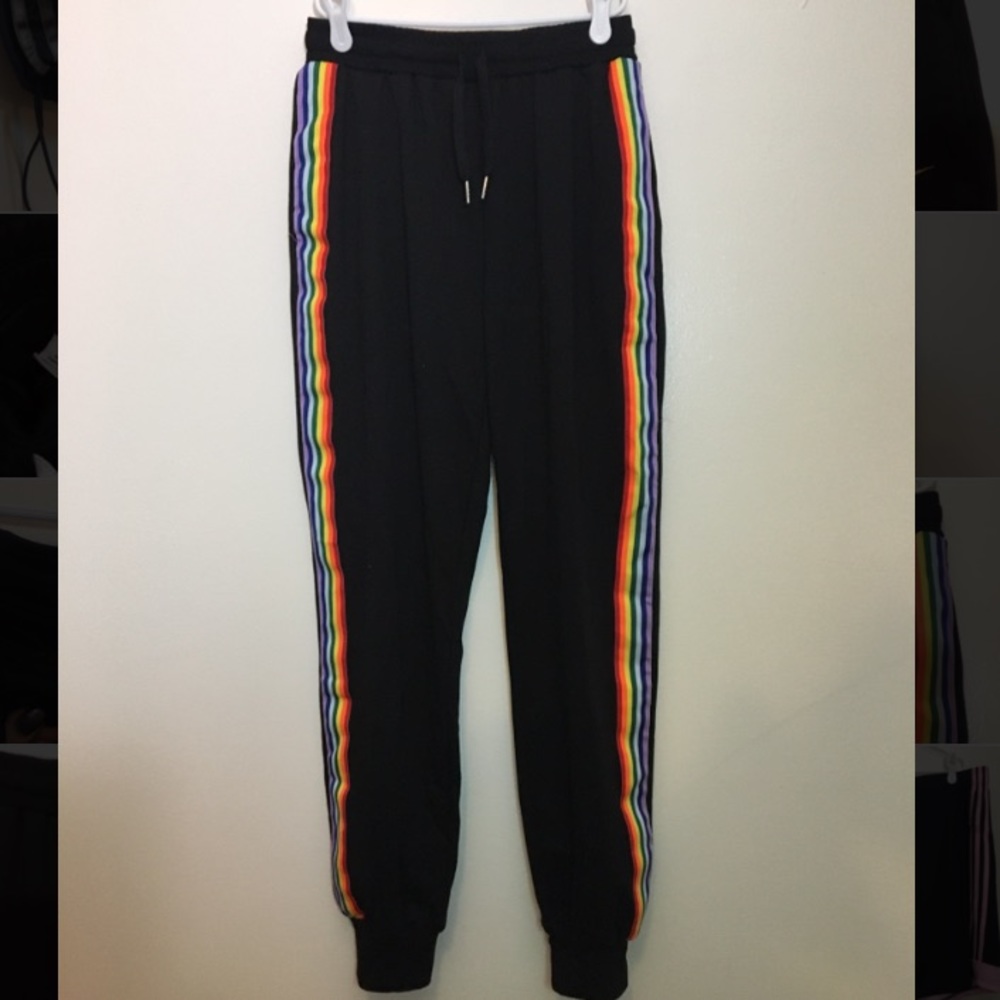 Rainbow stripe joggers